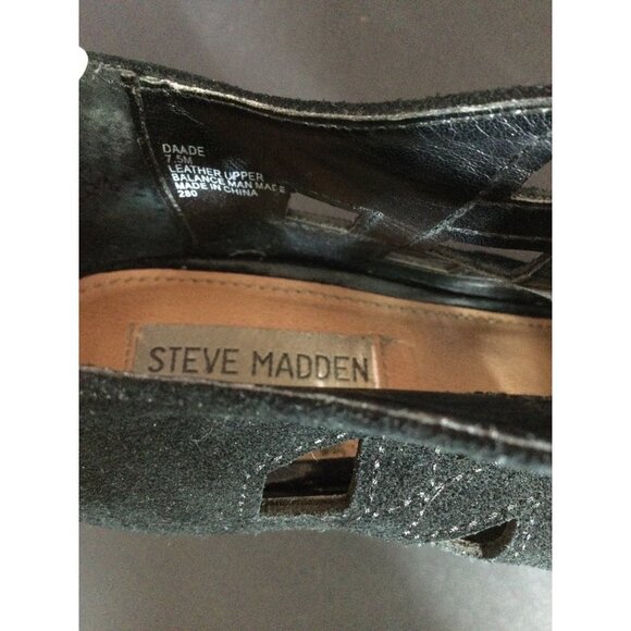 Steve Madden Daade Cut-Out Suede Leather Wedge Heel Bootie Black Size 7.5 M - Picture 9 of 10